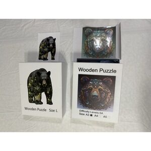 Lot Of 2 Wooden Jigsaw Puzzles. BEARS, UNIQUE‎ BRAIN TEASERS